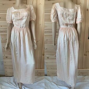 Elegant Peach Puff Sleeve Dress